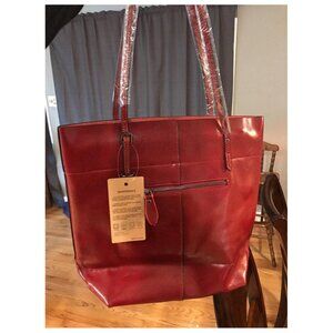 Vintage Genuine Leather Tote Shoulder Bag Handbag Big Large Capacity 2.0- Red